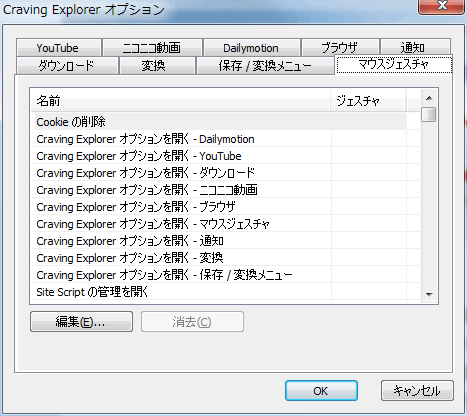 マウスジェスチャに関する設定